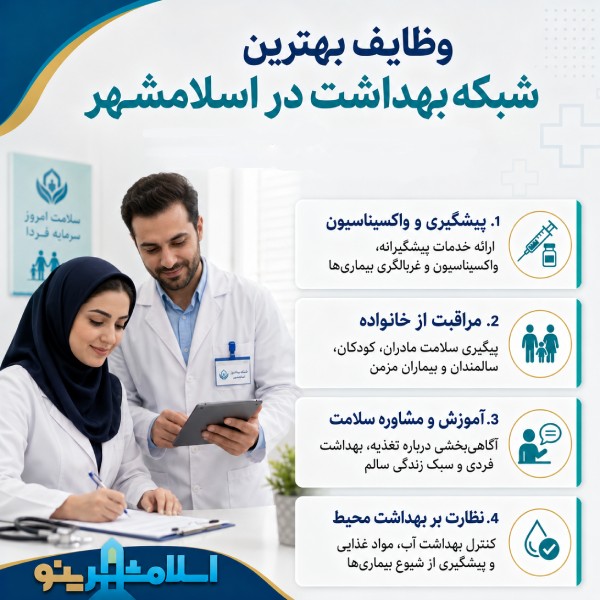 وظایف بهترین شبکه بهداشت اسلامشهر