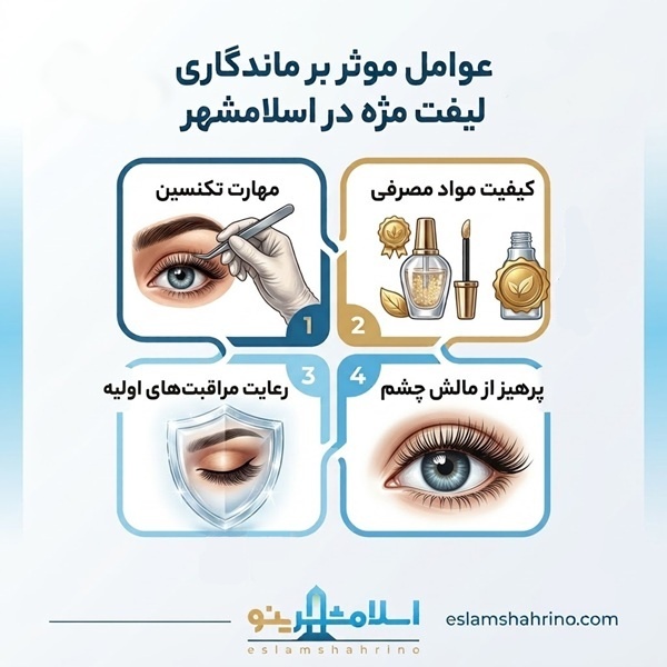 عوامل موثر بر ماندگاری لیفت مژه در اسلامشهر
