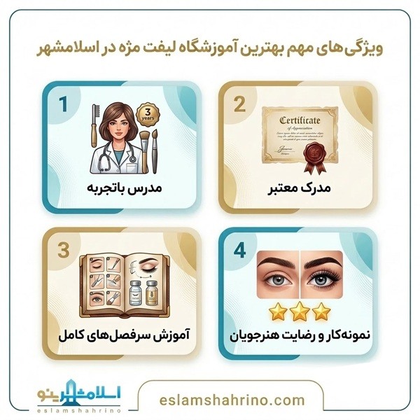 ویژگی های بهترین آموزشگاه لیفت مژه در اسلامشهر